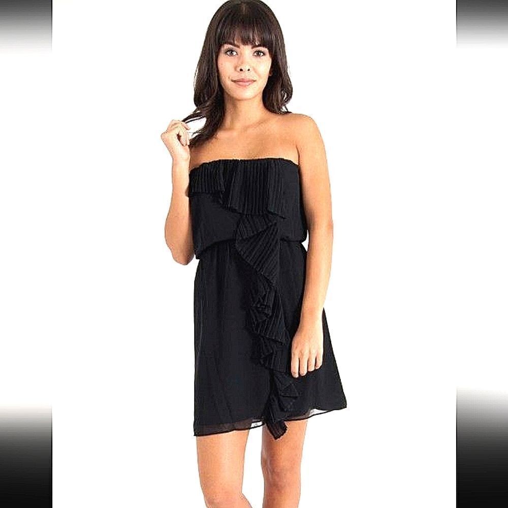 BCBGENERATION strapless ruffle mini dress NWT sz XS Orig 118 Black
